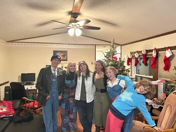local host family celebrating Christmas at home